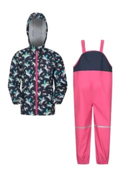 Mountain Warehouse Raindrop Waterproof Jacket And Trousers Set -Kids Fashion Clothing Store 034872 pin raindrop waterproof jacket and trouser set kid ss20 01