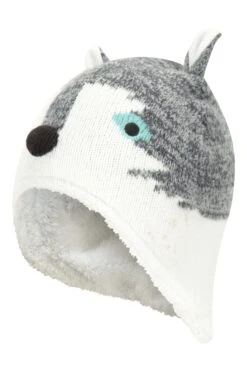 Mountain Warehouse Wolf Character Kids Hat -Kids Fashion Clothing Store 037186 whi boys wolf character hat kid aw20 3