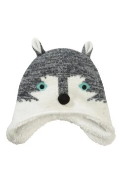 Mountain Warehouse Wolf Character Kids Hat -Kids Fashion Clothing Store 037186 whi boys wolf character hat kid aw20 5