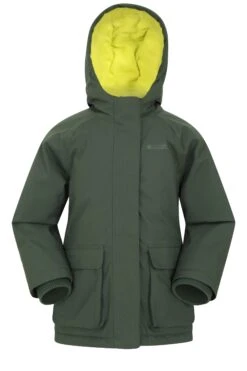 Mountain Warehouse Kids Fleece Lined Waterproof Jacket -Kids Fashion Clothing Store 043292 kha waterproof longer length fleece lined kids jacket kid ss22 01