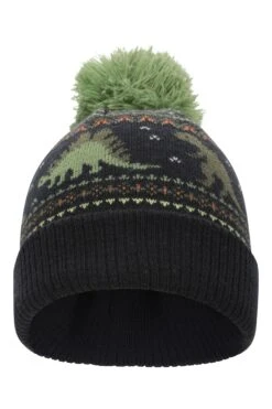 Mountain Warehouse Fairisle Kids Dinosaur Beanie -Kids Fashion Clothing Store 043497 nav fairisle kids dinosour pom beanie acc aw21 04