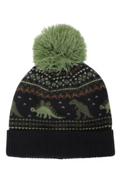 Mountain Warehouse Fairisle Kids Dinosaur Beanie -Kids Fashion Clothing Store 043497 nav fairisle kids dinosour pom beanie acc aw21 05