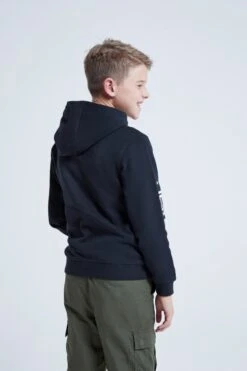 Animal Roadie Kids Organic Hoodie 15 Animal Roadie Kids Organic Hoodie -Kids Fashion Clothing Store 049537 bla animal roadie boys organic armlogo hoodie ecom gbg aw22 04