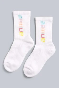 Animal River Kids Logo Socks -Kids Fashion Clothing Store 049826 whi animal river kids organic logo sock anl ss22 05