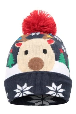 Mountain Warehouse Festive Kids Light Up Beanie -Kids Fashion Clothing Store 051576 nav xmas light up kids pom beanie acc aw22 05