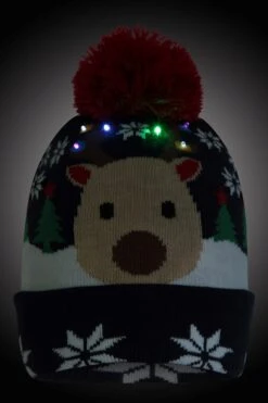 Mountain Warehouse Festive Kids Light Up Beanie -Kids Fashion Clothing Store 051576 nav xmas light up kids pom beanie acc aw22 06