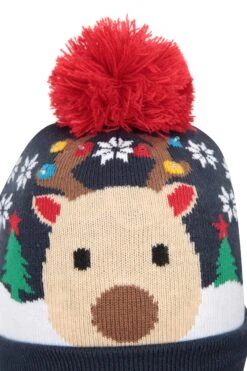 Mountain Warehouse Festive Kids Light Up Beanie -Kids Fashion Clothing Store 051576 nav xmas light up kids pom beanie acc aw22 07