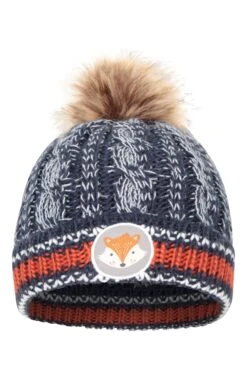 Mountain Warehouse Badged Kids Pom-Pom Beanie -Kids Fashion Clothing Store 051577 nav critter badged fur lined kids pom beanie acc aw22 05