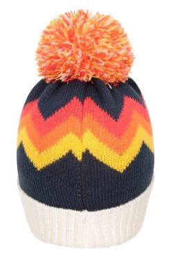 Mountain Warehouse Moraine Chevron Kids Pom Beanie -Kids Fashion Clothing Store 051588 nav moraine chevron kids pom beanie acc aw22 03