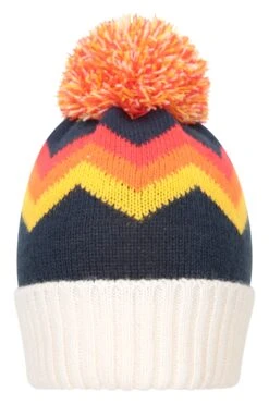 Mountain Warehouse Moraine Chevron Kids Pom Beanie -Kids Fashion Clothing Store 051588 nav moraine chevron kids pom beanie acc aw22 05