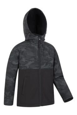 Mountain Warehouse Exodus Kids Camo Print Softshell -Kids Fashion Clothing Store 051599 bca exodus kids camo yoke water resistant softshell kid aw22 02
