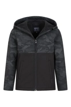 Mountain Warehouse Exodus Kids Camo Print Softshell -Kids Fashion Clothing Store 051599 bca exodus kids camo yoke water resistant softshell kid aw22 05