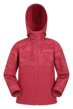 Mountain Warehouse Exodus Kids Camo Print Softshell -Kids Fashion Clothing Store 051599 red exodus kids camo yoke water resistant softshell kid aw22 01