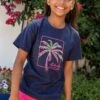 Mountain Warehouse Palm Tree Kids Organic T-Shirt -Kids Fashion Clothing Store 054146 nav palm tree aloha kids organic ss tee kid ecom lifestyle ss23 01