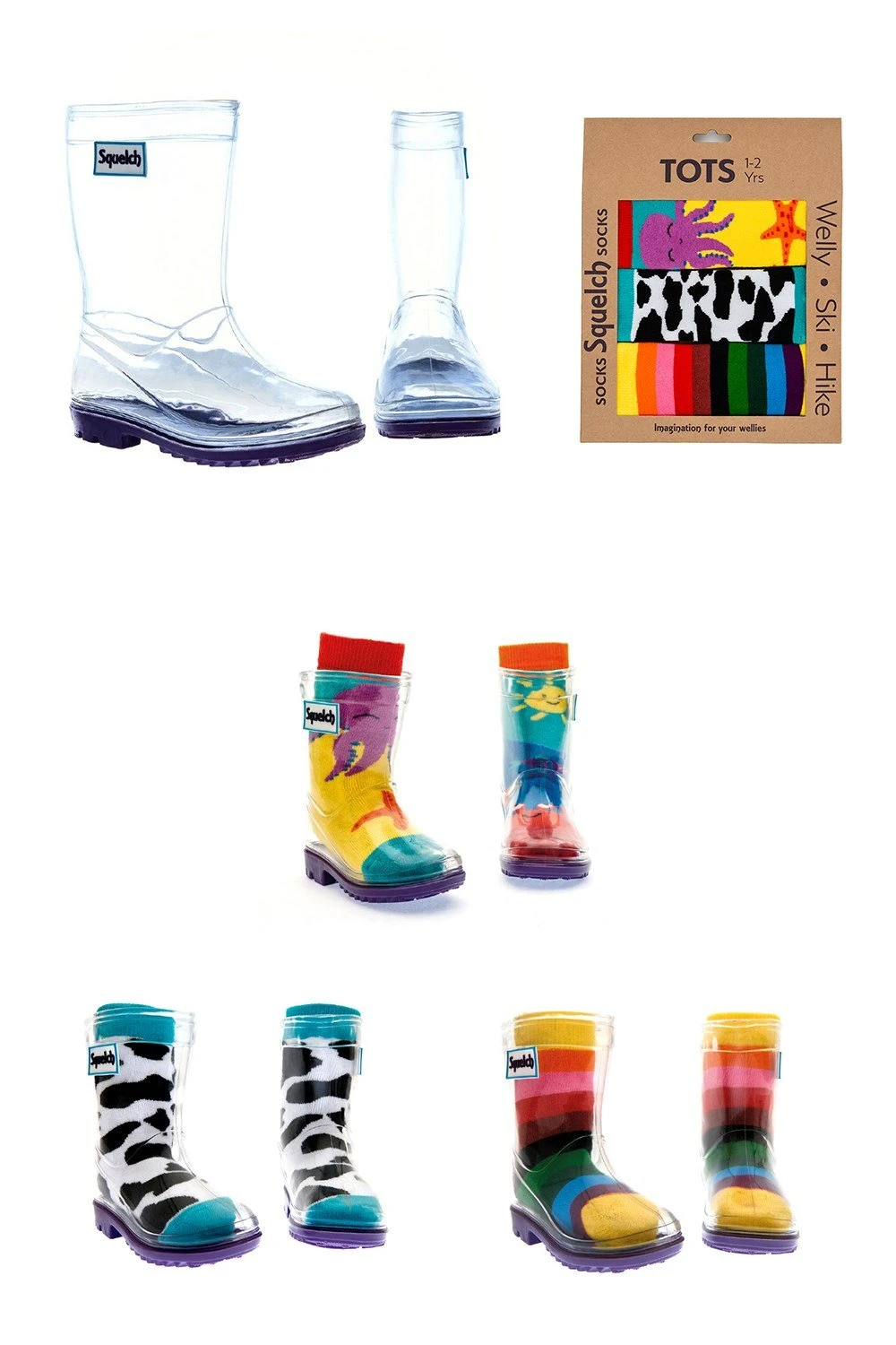 Tot Transparent Welly Boots And Socks Package 3 Tot Transparent Welly Boots And Socks Package