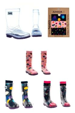 Kids Transparent Welly Boots And Socks Package