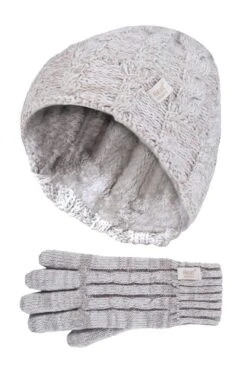 Kids Cable Knit Hat And Gloves Set