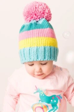 Blade & Rose Toddler Striped Bobble Hat -Kids Fashion Clothing Store mbc511 002 toddlerstripedbobblehat20221003030604 1