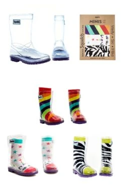 Kids Transparent Welly Boots And Socks Package