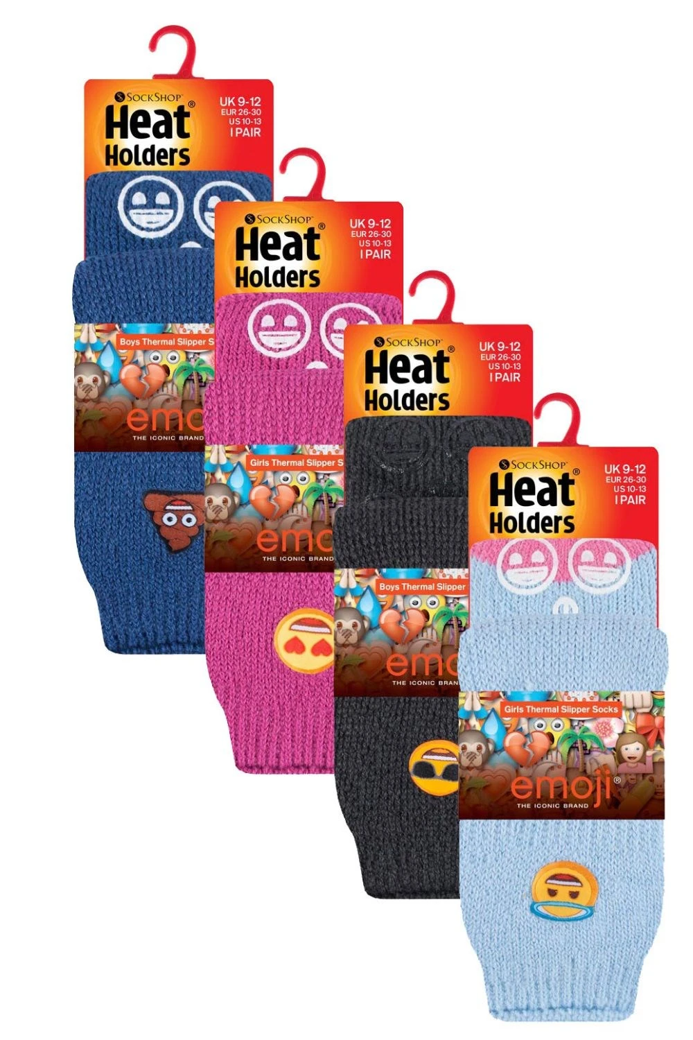 Kids Thermal Emoji Slipper Socks 4-Pack 4 Kids Thermal Emoji Slipper Socks 4-Pack - Image 2